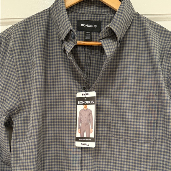 NWT Bonobos Men's Green/ Navy Checkered Button Down Shirt- S - Picture 8 of 11